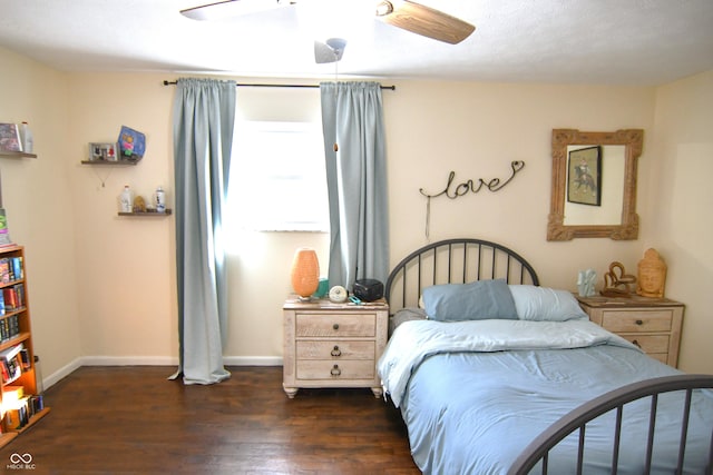2847 Merts Dr, Indianapolis, IN 46237 - bedroom with ceiling fan and dark hardwood / wood-style floors