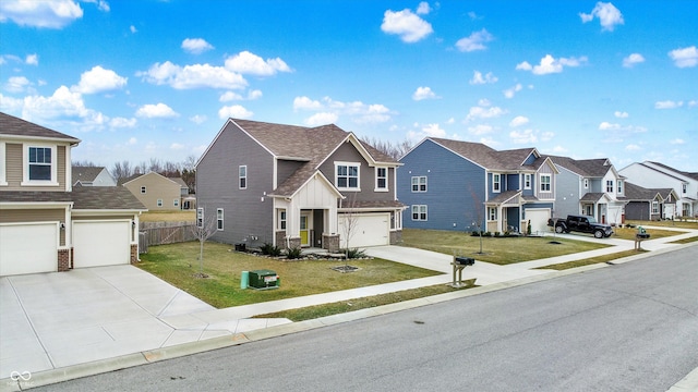 view of front facade featuring a garage and a front lawn