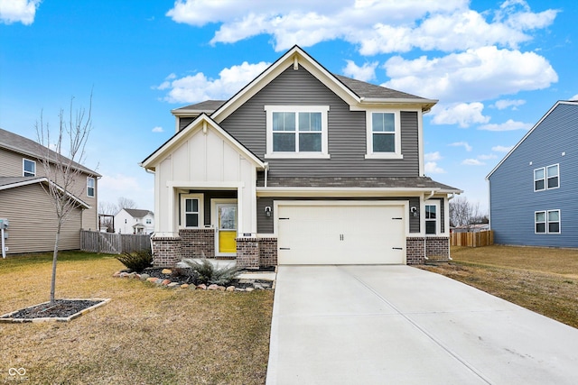 view of front facade featuring a garage and a front yard