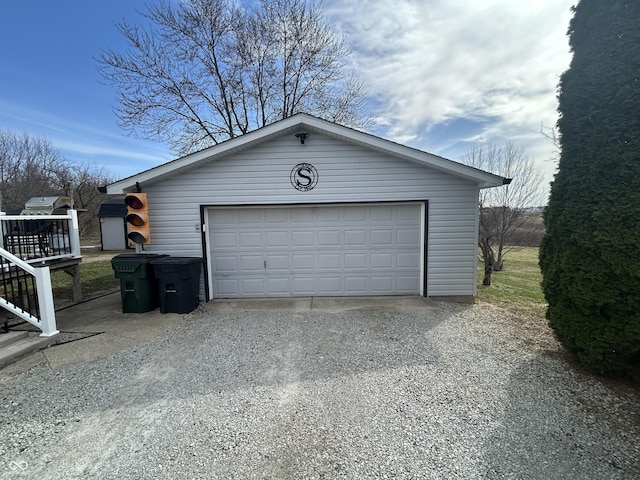 view of detached garage