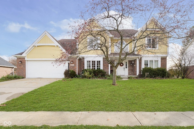 view of front of house with a garage and a front yard