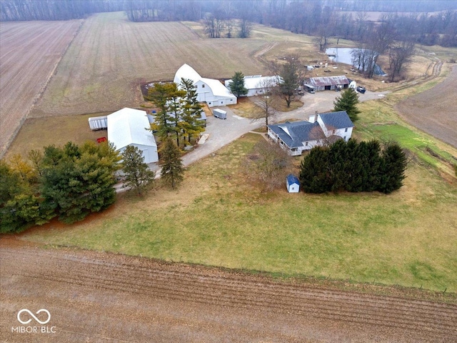 birds eye view of property featuring a rural view