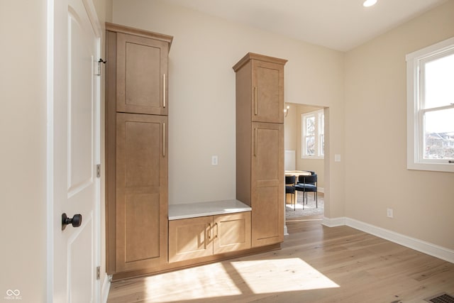 mudroom featuring light hardwood / wood-style flooring