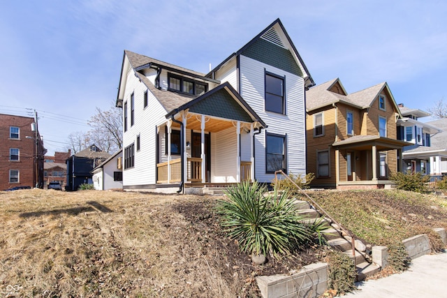 view of front facade featuring covered porch