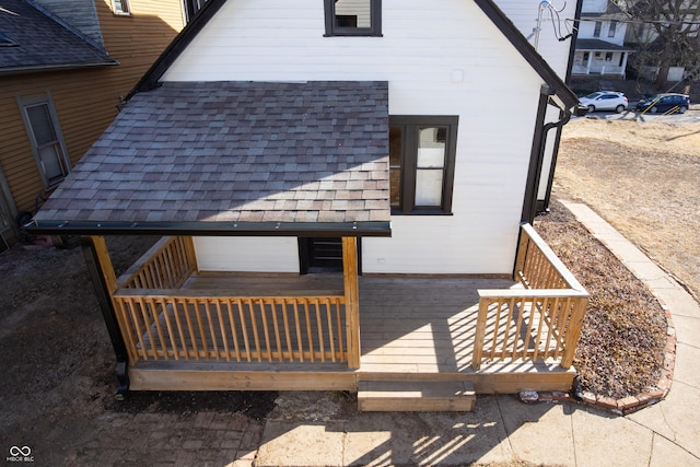 view of front of home with a wooden deck