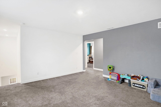 rec room with carpet floors