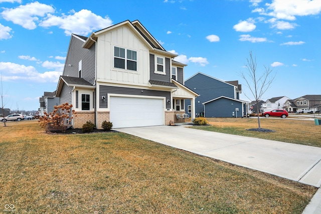 view of front facade featuring a garage and a front yard