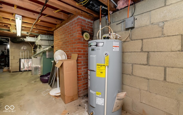 utility room featuring electric water heater