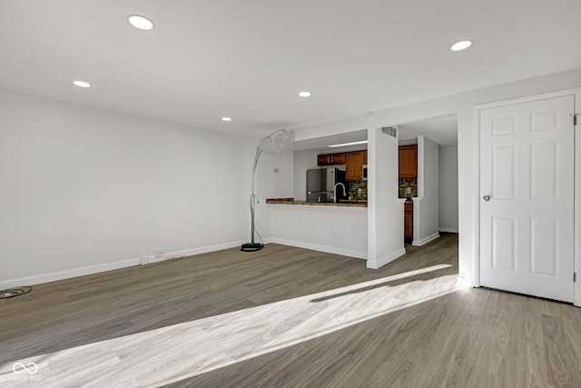 unfurnished living room featuring light hardwood / wood-style floors