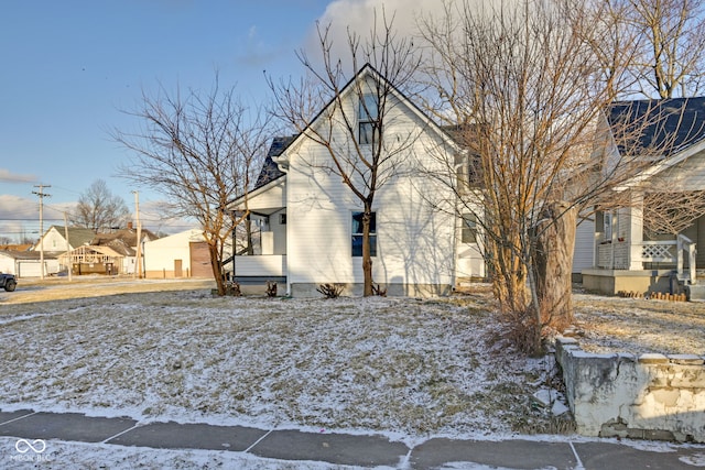 view of snow covered property