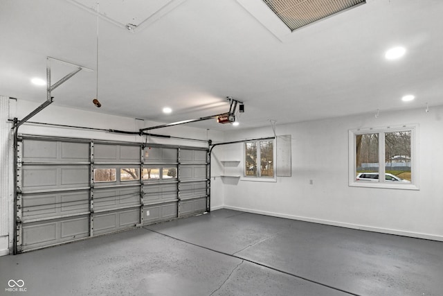 garage with a garage door opener