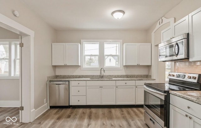 kitchen featuring white cabinetry, sink, plenty of natural light, and stainless steel appliances