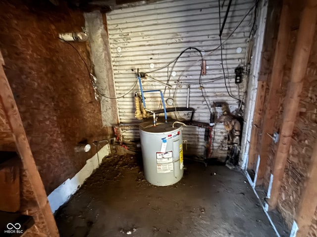 utility room with electric water heater