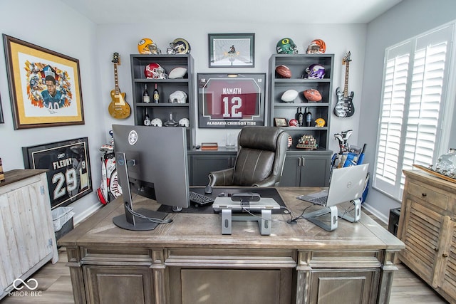 office space featuring plenty of natural light and light wood-type flooring