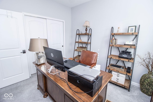 view of carpeted office space