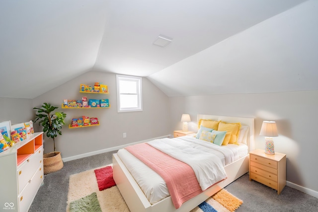 227 W 7th St, Lapel, IN 46051 - bedroom featuring lofted ceiling, light colored carpet, and baseboards