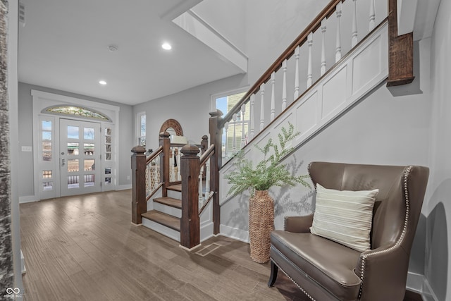 foyer entrance featuring light wood-type flooring