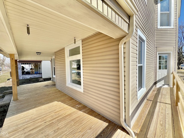 deck featuring covered porch