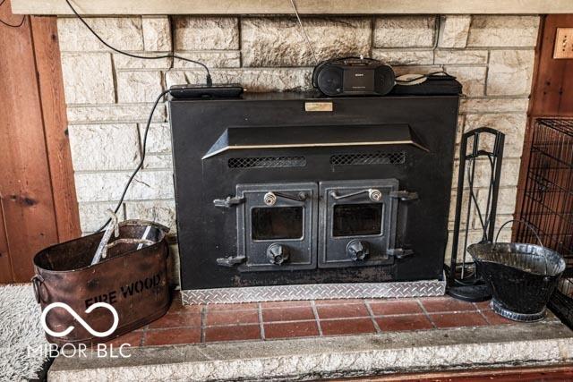 room details with a wood stove