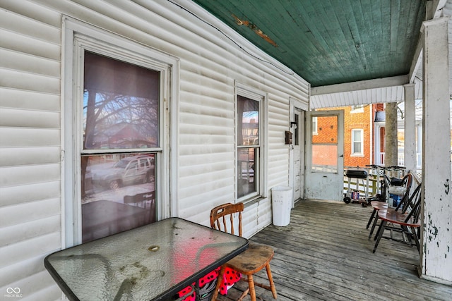 deck featuring covered porch