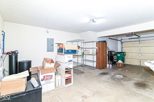 storage with a garage and electric panel