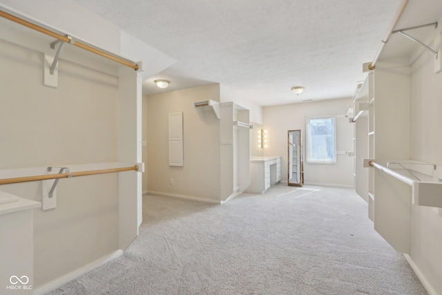 spacious closet with light colored carpet