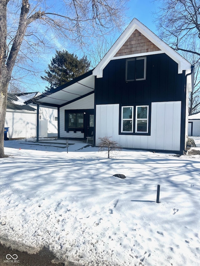 exterior space featuring board and batten siding