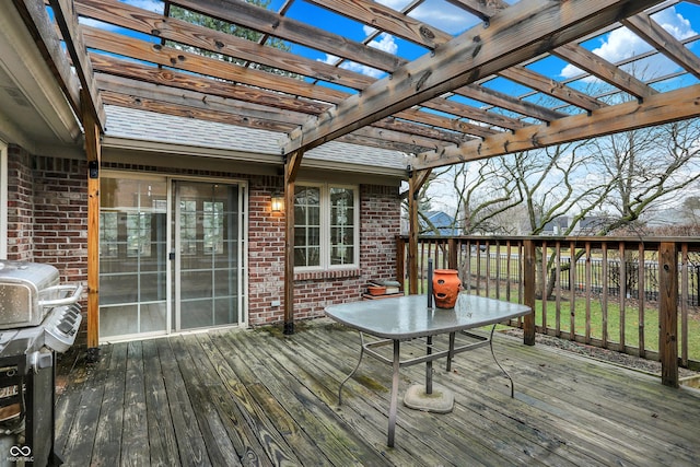 wooden terrace featuring a pergola