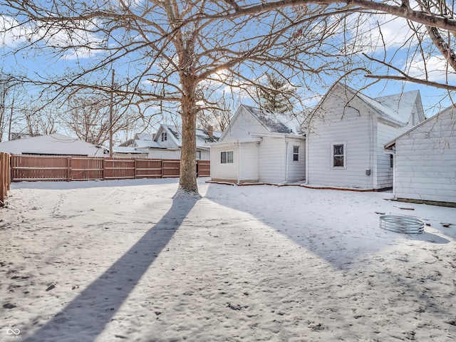 view of snow covered property