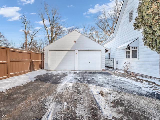 view of snow covered garage