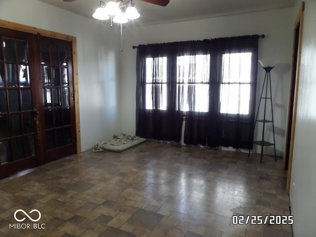 interior space featuring a ceiling fan