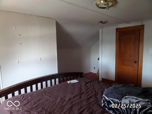 bedroom featuring vaulted ceiling