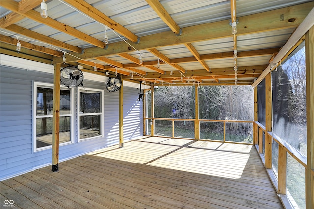 view of unfurnished sunroom