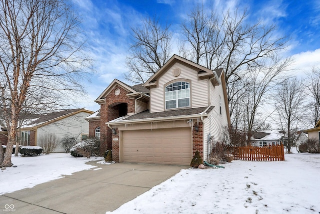 view of front property with a garage