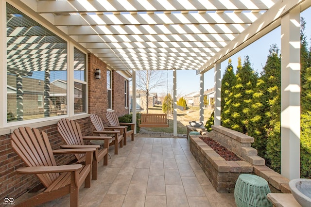 view of patio featuring a pergola