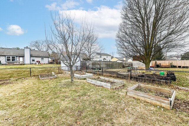 view of yard with a storage shed