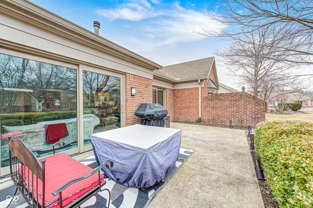 view of patio with area for grilling