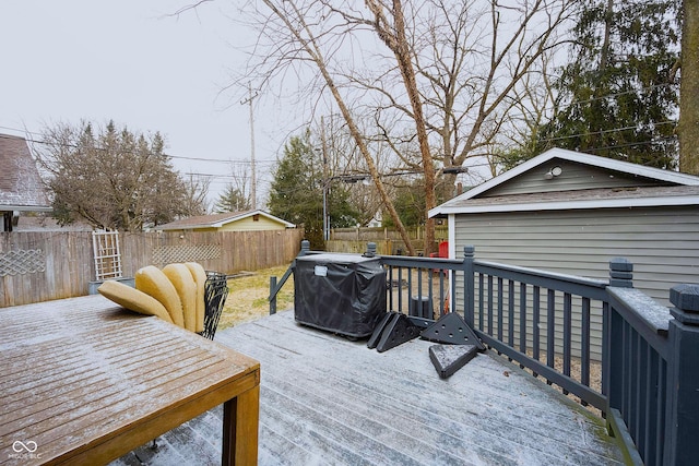 deck featuring grilling area