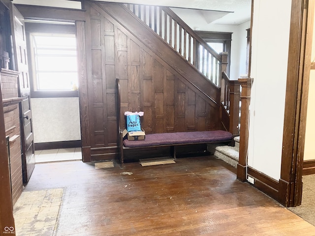600 N Meridian St, Brazil, IN 47834 - stairs featuring plenty of natural light and hardwood / wood-style floors