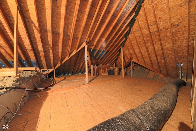 view of unfinished attic