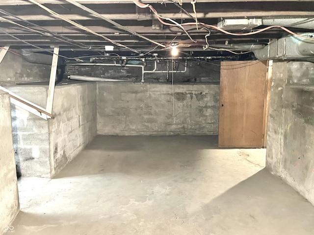 view of unfinished basement