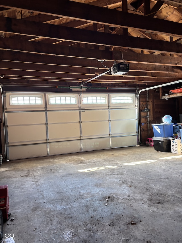 garage with a garage door opener