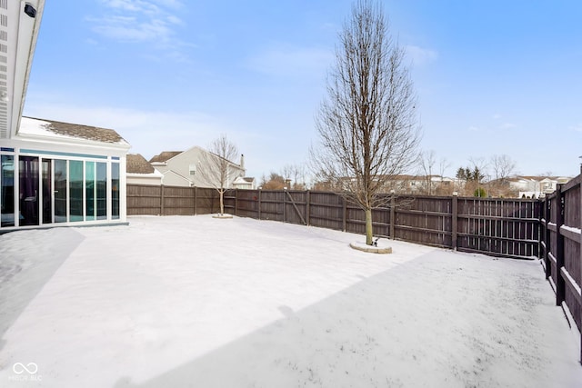 view of yard with a fenced backyard