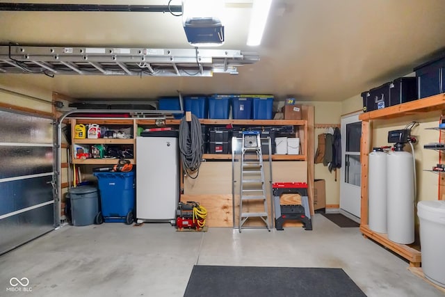 garage with a garage door opener