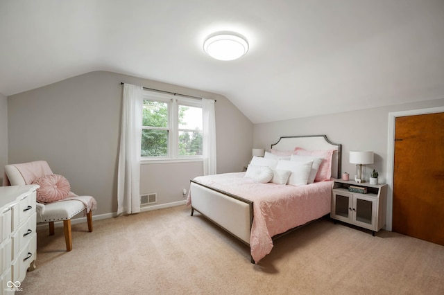6865 Meadow View Dr, Lawrence, IN 46226 - bedroom with lofted ceiling and light carpet