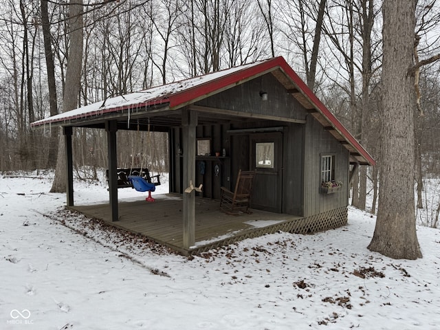 view of snow covered structure