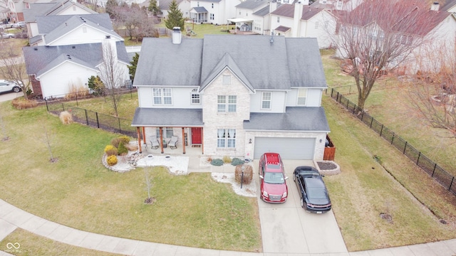 bird's eye view with a residential view