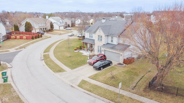 aerial view with a residential view