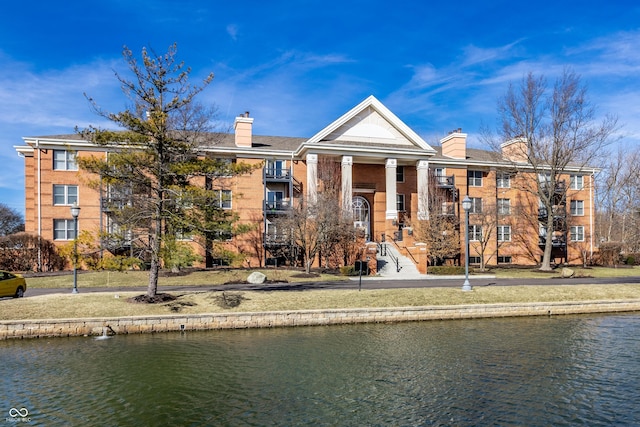 exterior space featuring a water view