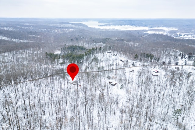 snowy aerial view featuring a mountain view